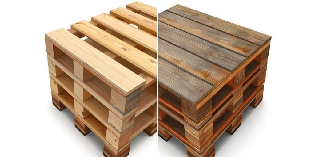Pallet Suppliers: Finding the Best Options for Your Business Needs In BC 3 Two wooden pallets, one light and one dark, for shipping and storage solutions.