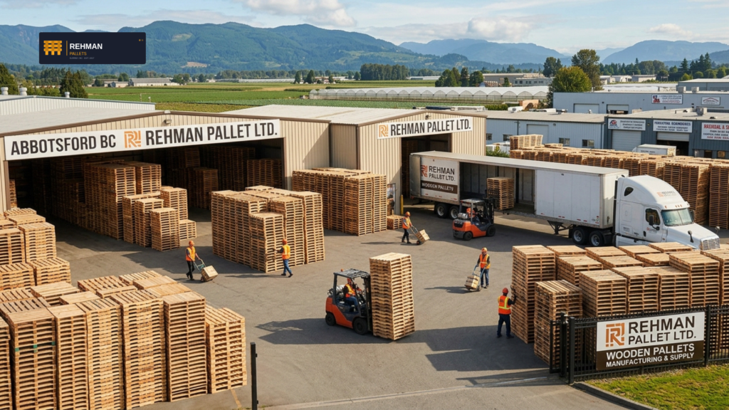Wooden Pallets Abbotsford, BC — New, Used & Custom, Delivered Fast 6 Stacked wooden pallets for industrial shipping and warehouse supply in Abbotsford, BC.