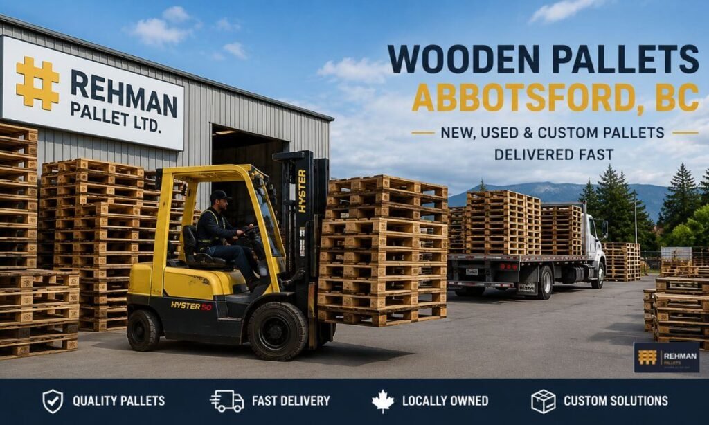 Wooden Pallets Abbotsford, BC — New, Used & Custom, Delivered Fast 3 wooden pallets Abbotsford BC