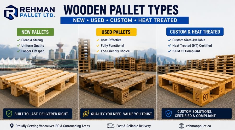 Wooden Pallets Vancouver BC — New, Used & Custom, Delivered Fast 4 wooden pallets types
